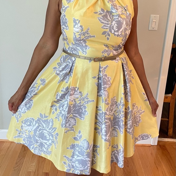 Jessica Howard sleeveless yellow and gray summer dress. Size 14 - Picture 2 of 6